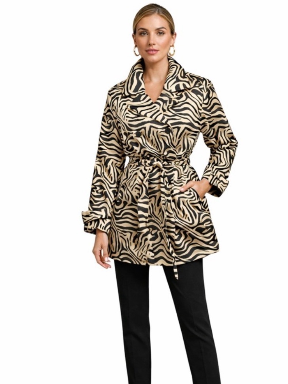 Dana Buchman Black and Cream Zebra-Print Jacket